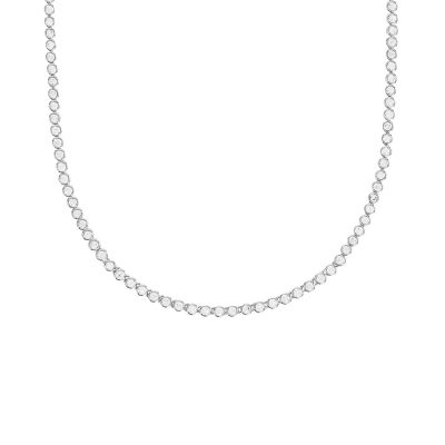 Tennis Necklaces White Rhodium with White Cubic Zirconia stones