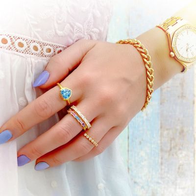 Heartbreaker Ring Yellow Gold with Blue Stone